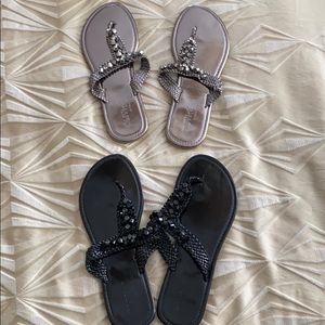 Olivia Flip Flops (2 pairs) black and silver